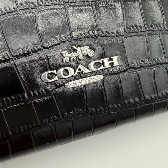Coach Slim Crossbody Croc Embossed Bag Black - Picture 7 of 16